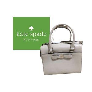 Kate Spade Midsize Purse Beige with Black Trim and Gold Hardware